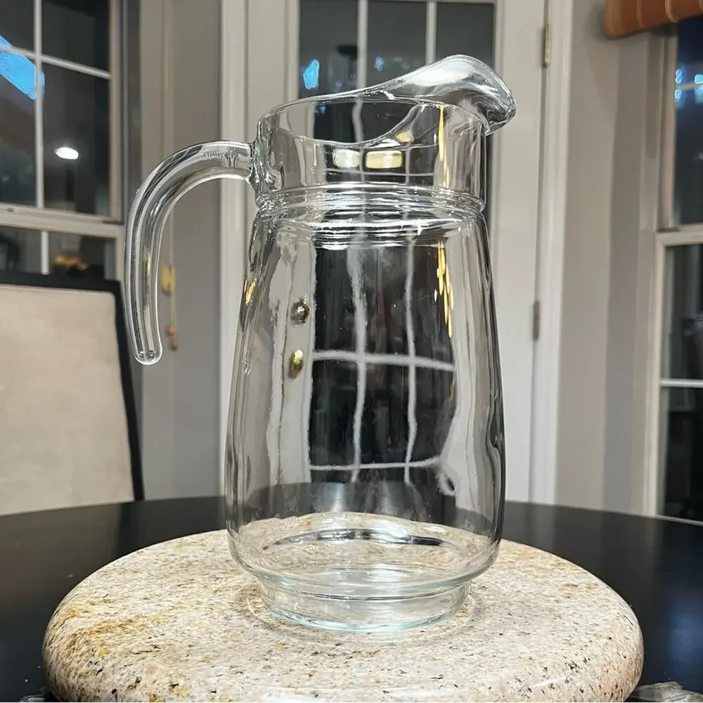 NEW Williams Sonoma Arcoroc Vintage Glass Serving Pitcher Handle Barware 50 oz